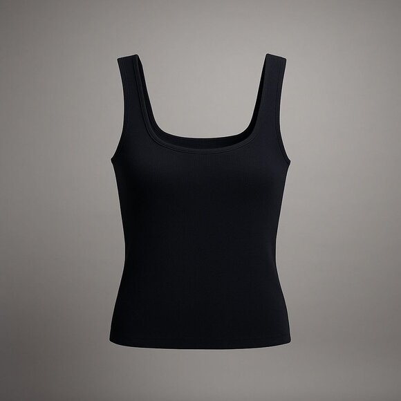 Madewell Tops - Madewell Rib Square-Neck Sweater Tank Women Medium True Black Stretchy & Stylish